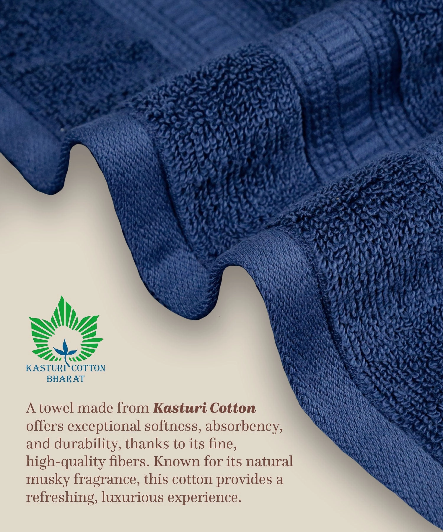 Classic Kasturi 4pc Towel Set, 100% cotton, 509 GSM, Medieval Blue
