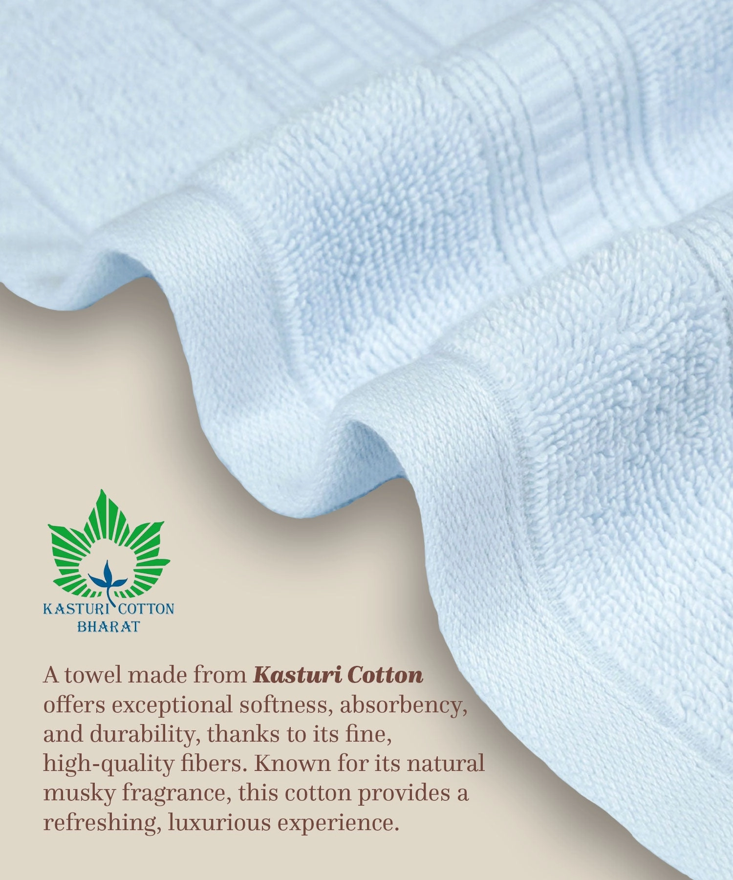 Classic Kasturi 4pc Towel Set, 100% cotton, 509 GSM, Pure Aqua