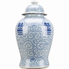 Classic Porcelain Double Happiness Lidded Jar vase,flower vase,home decoration