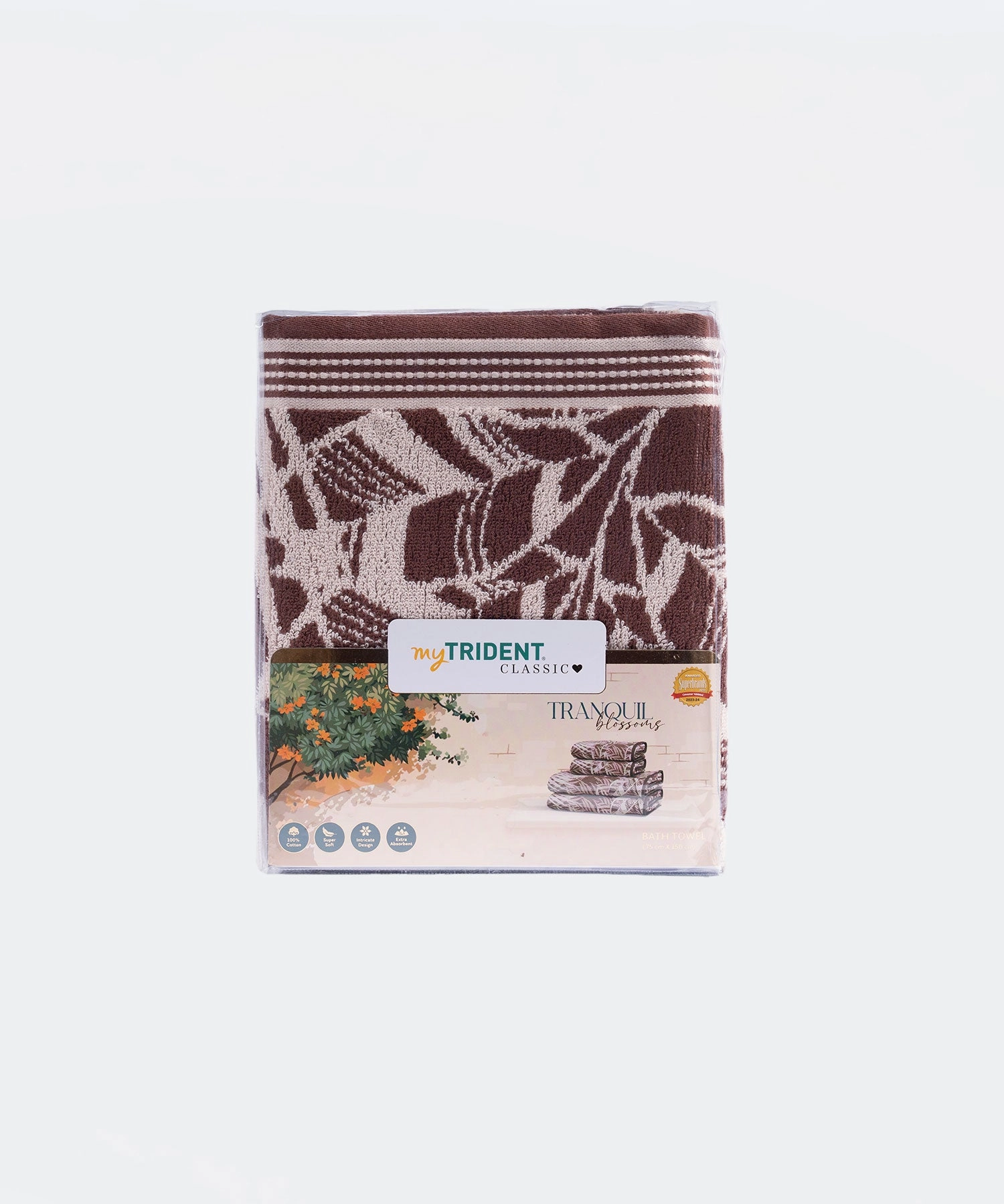 Classic Tranquil Blossoms Bath Towel, 550 GSM, 100% Cotton, Amore
