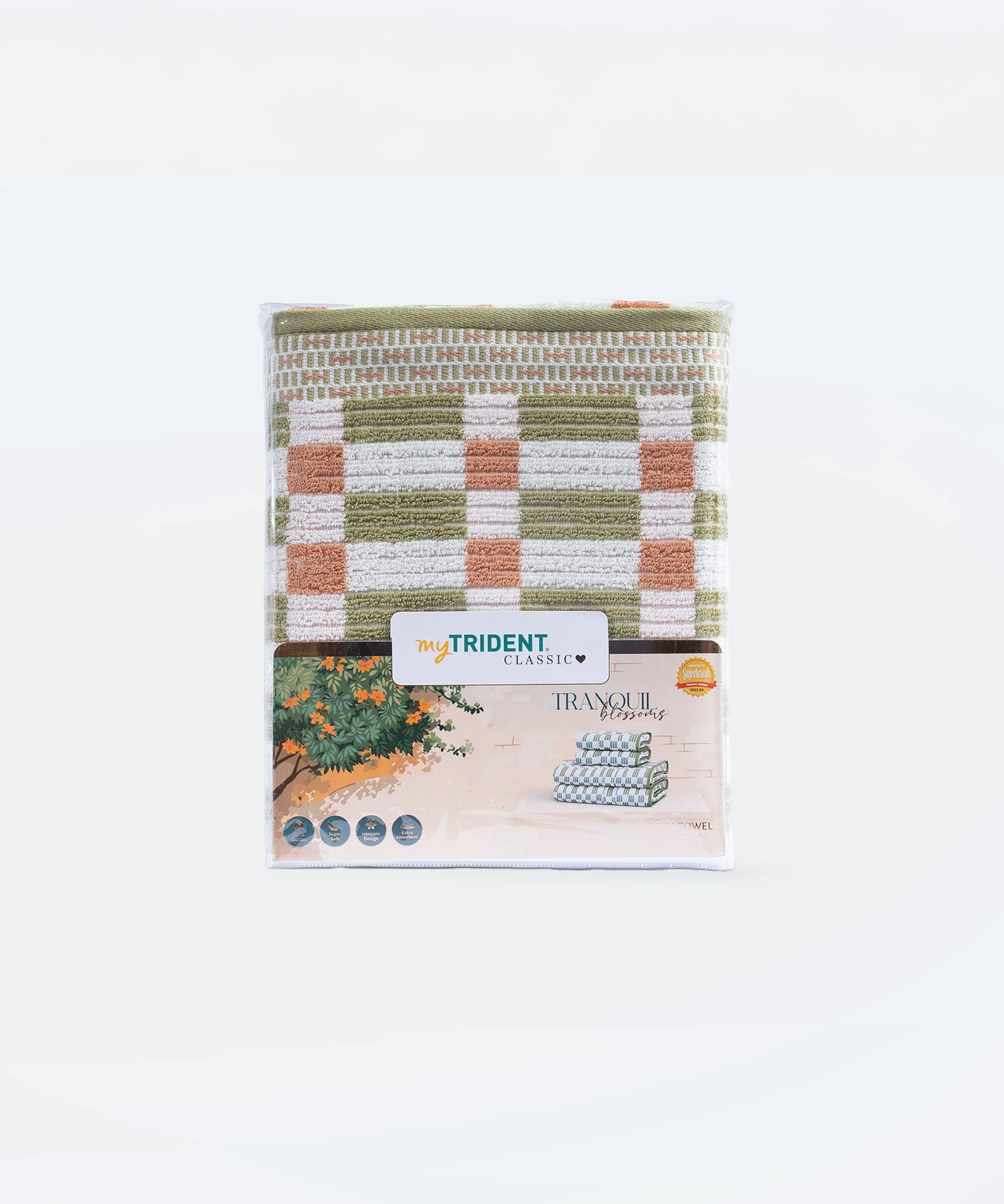 Classic Tranquil Blossoms Bath Towel, 550 GSM, 100% Cotton, Cerena