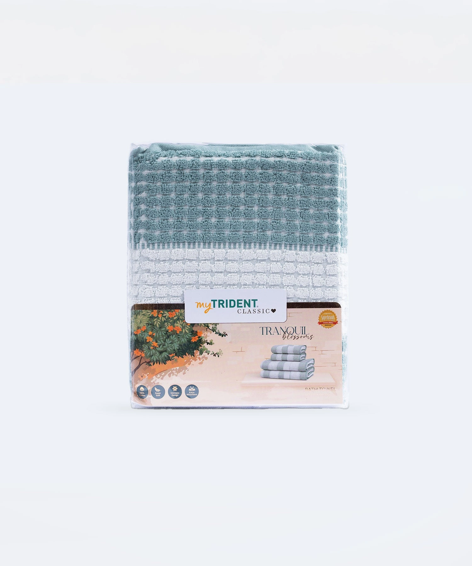 Classic Tranquil Blossoms Bath Towel, 550 GSM, 100% Cotton, Cyntia