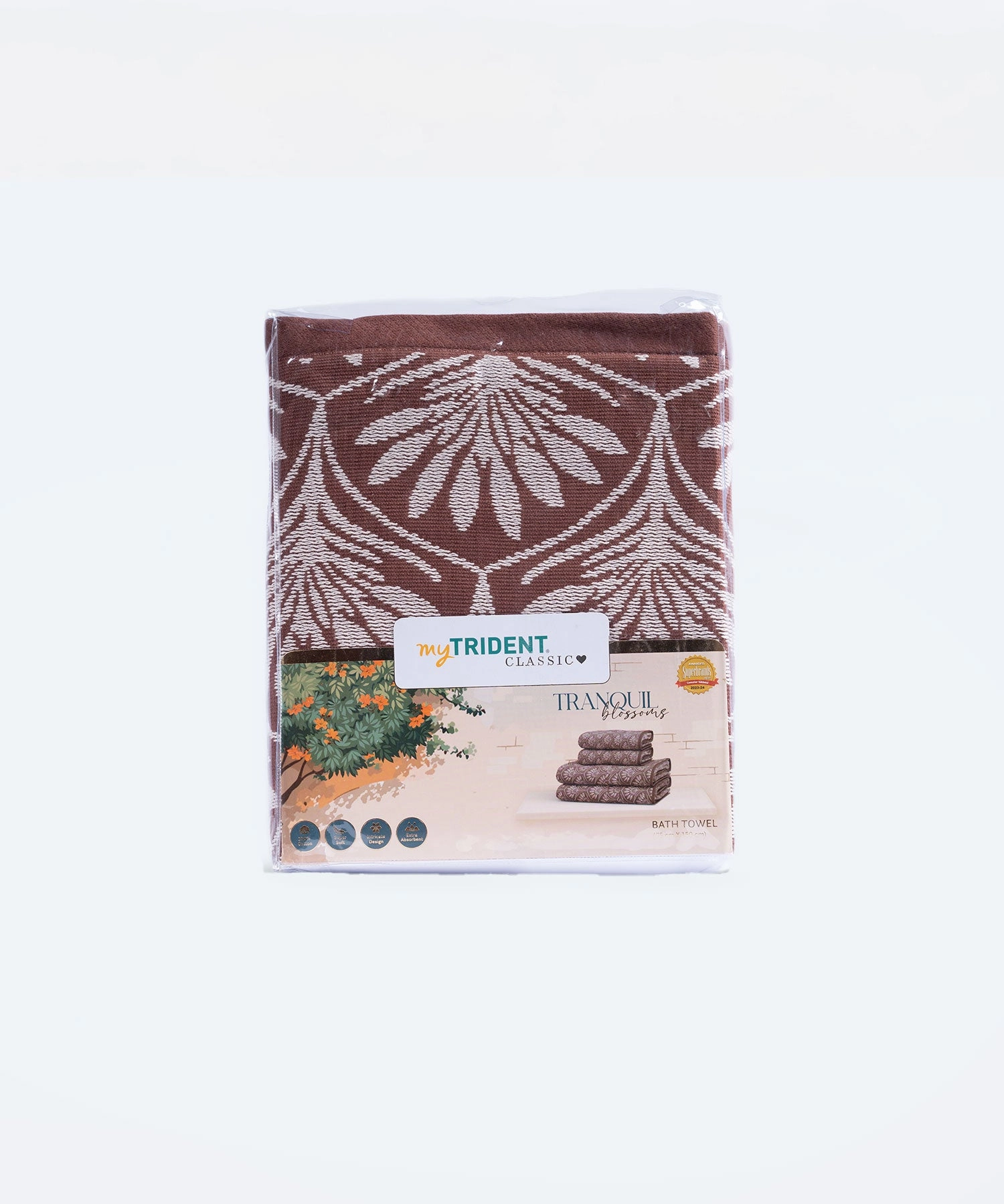 Classic Tranquil Blossoms Bath Towel, 550 GSM, 100% Cotton, Ember