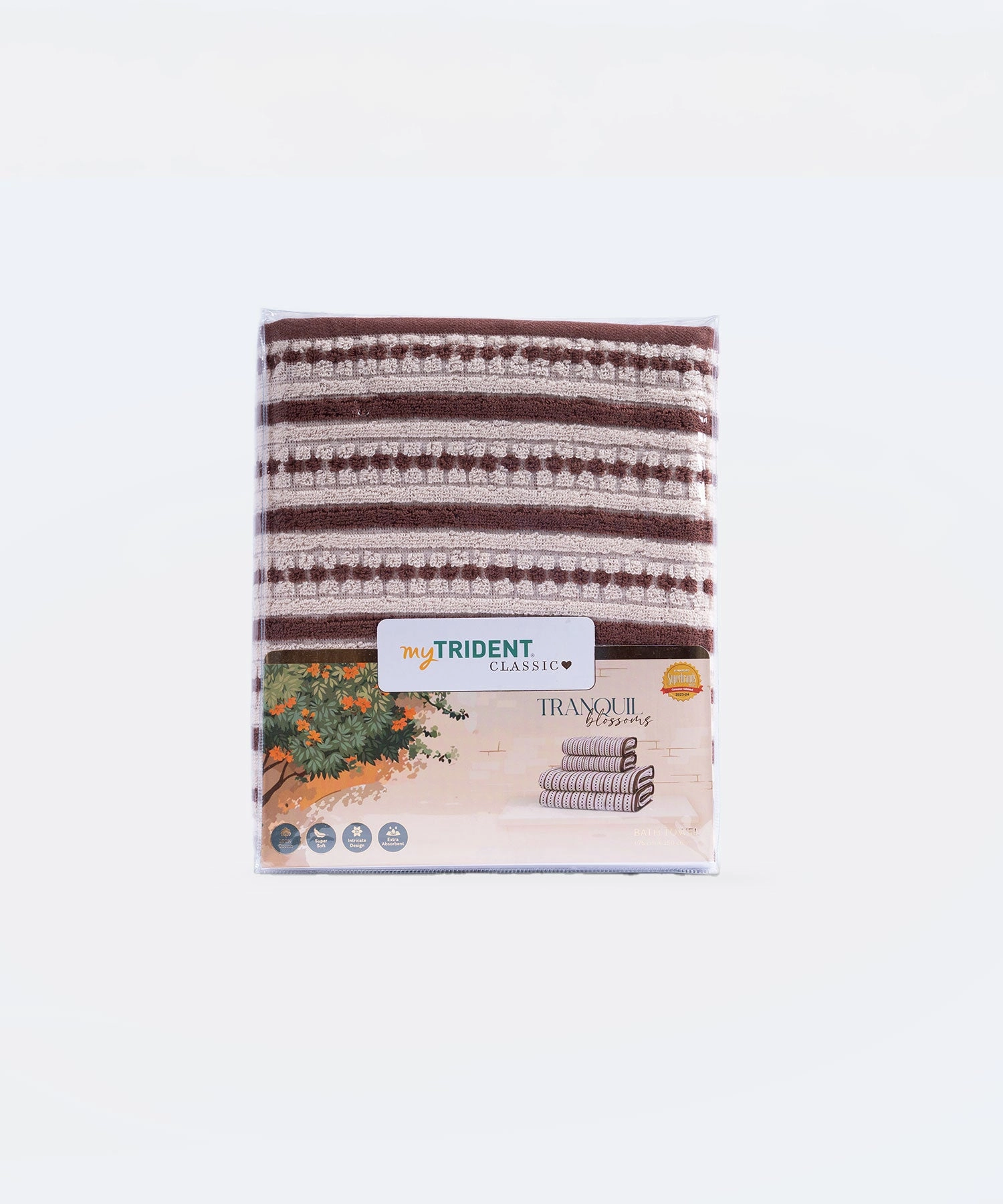 Classic Tranquil Blossoms Bath Towel, 550 GSM, 100% Cotton, Laney