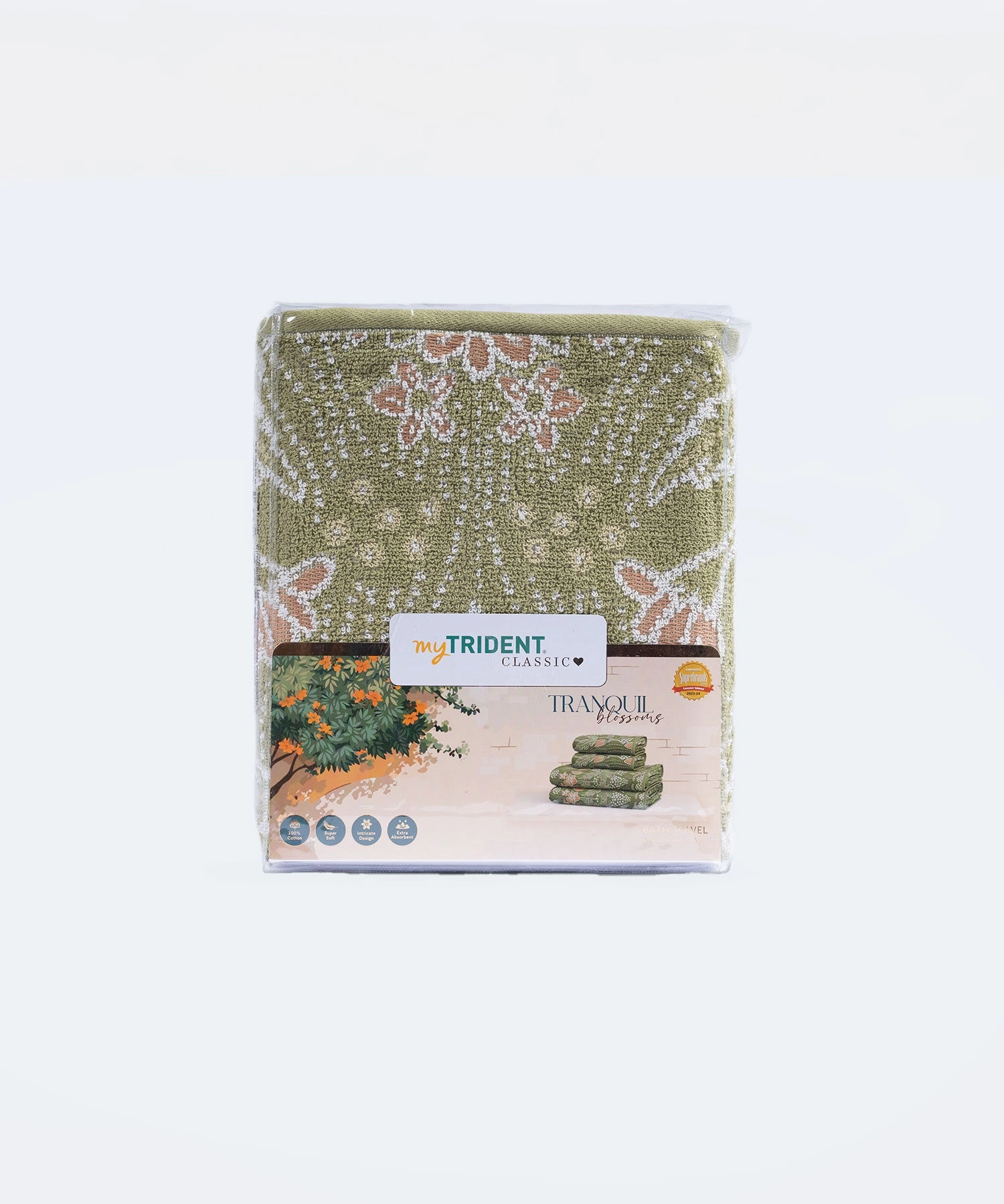 Classic Tranquil Blossoms Bath Towel, 550 GSM, 100% Cotton, Susan