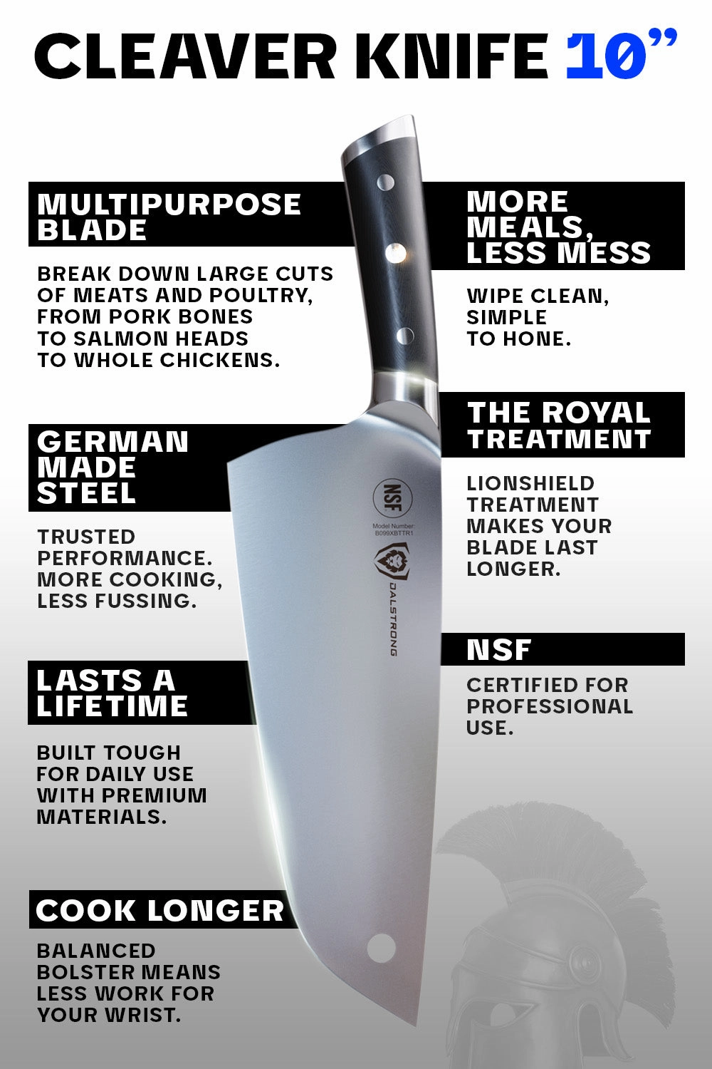 Cleaver Knife 10" | The Bestiarius | Gladiator Series ELITE | NSF Certified | Dalstrong 