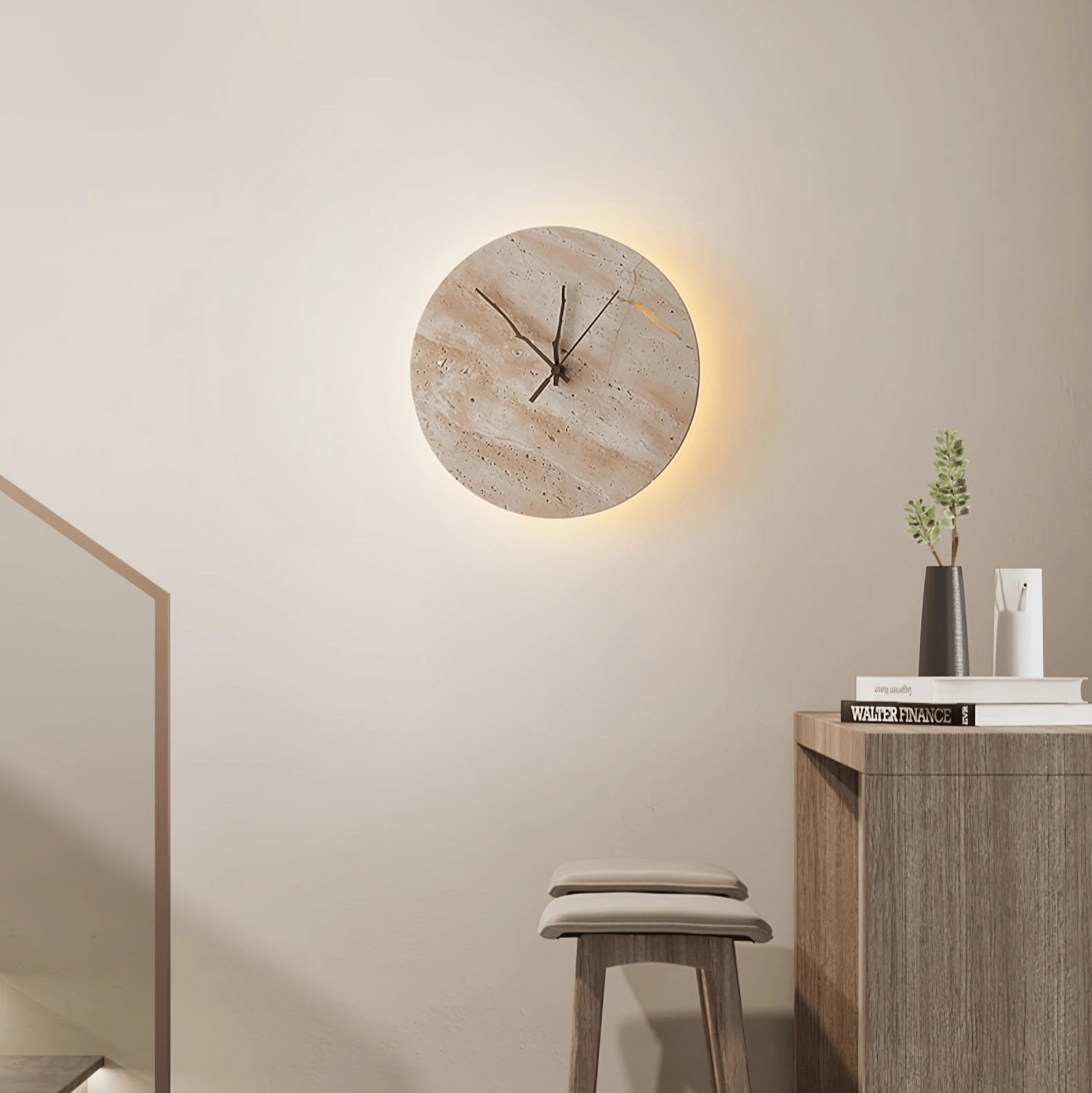 Clock Travertine Wall Lamp