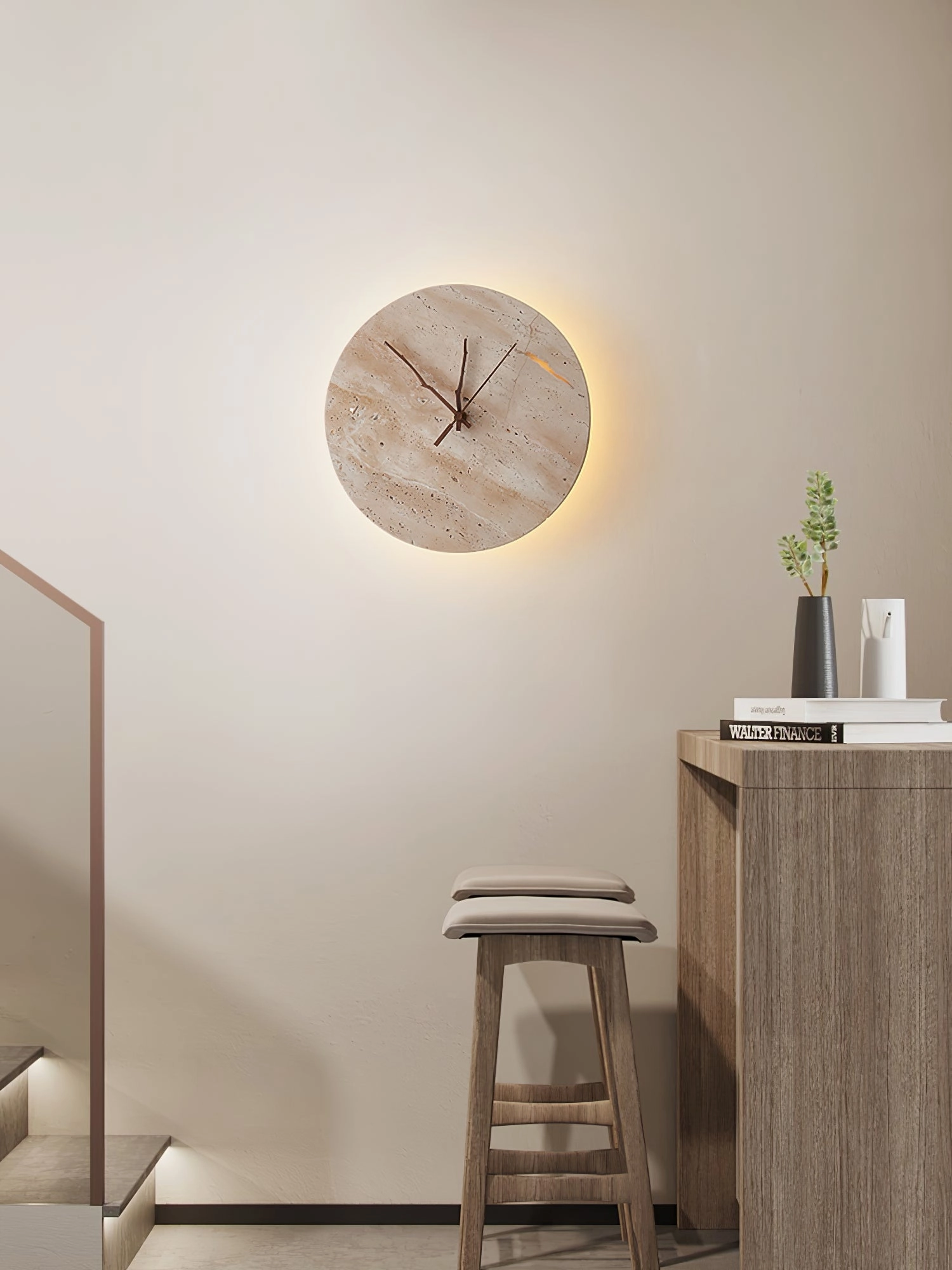 Clock Travertine Wall Lamp