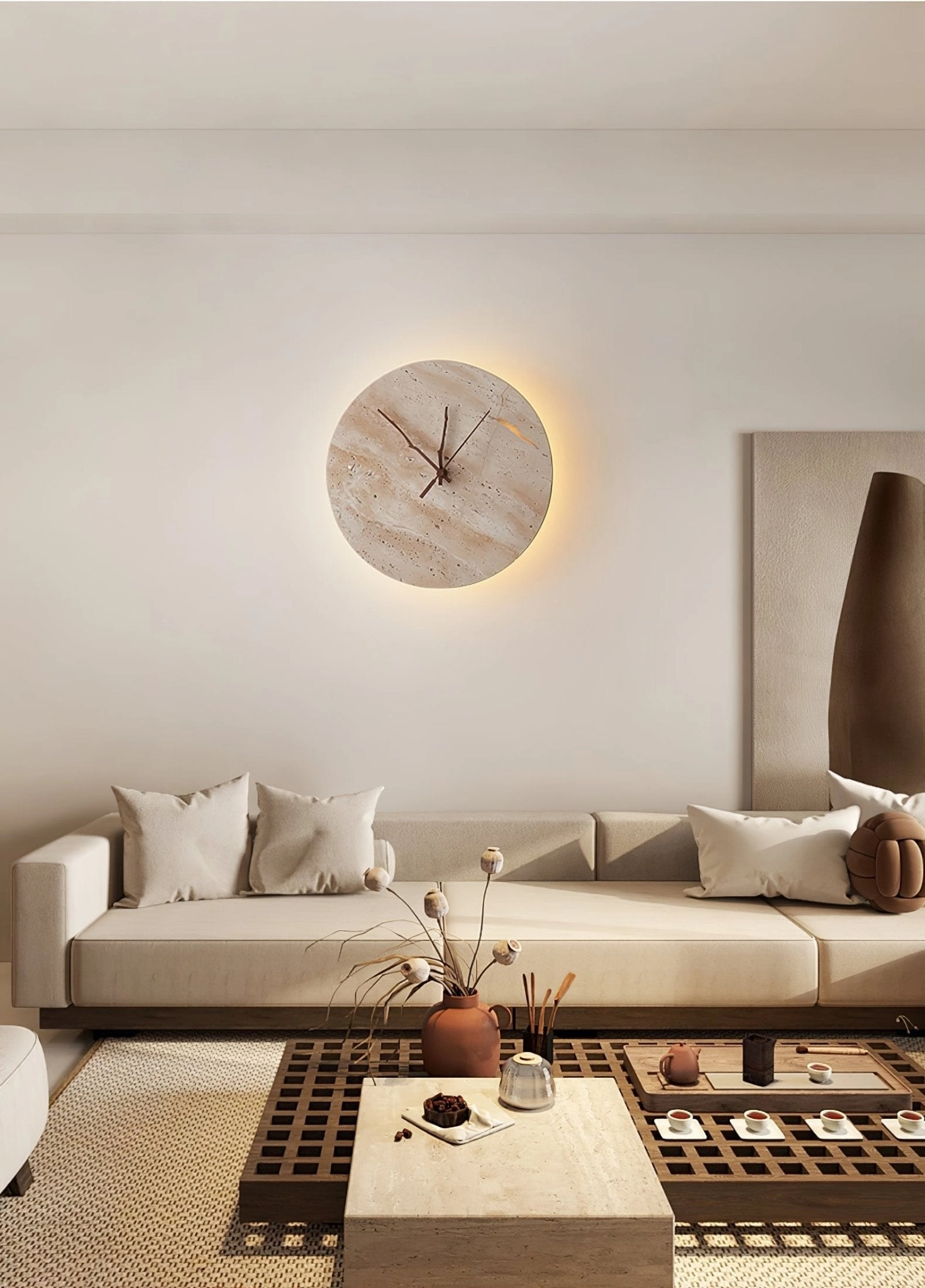 Clock Travertine Wall Lamp