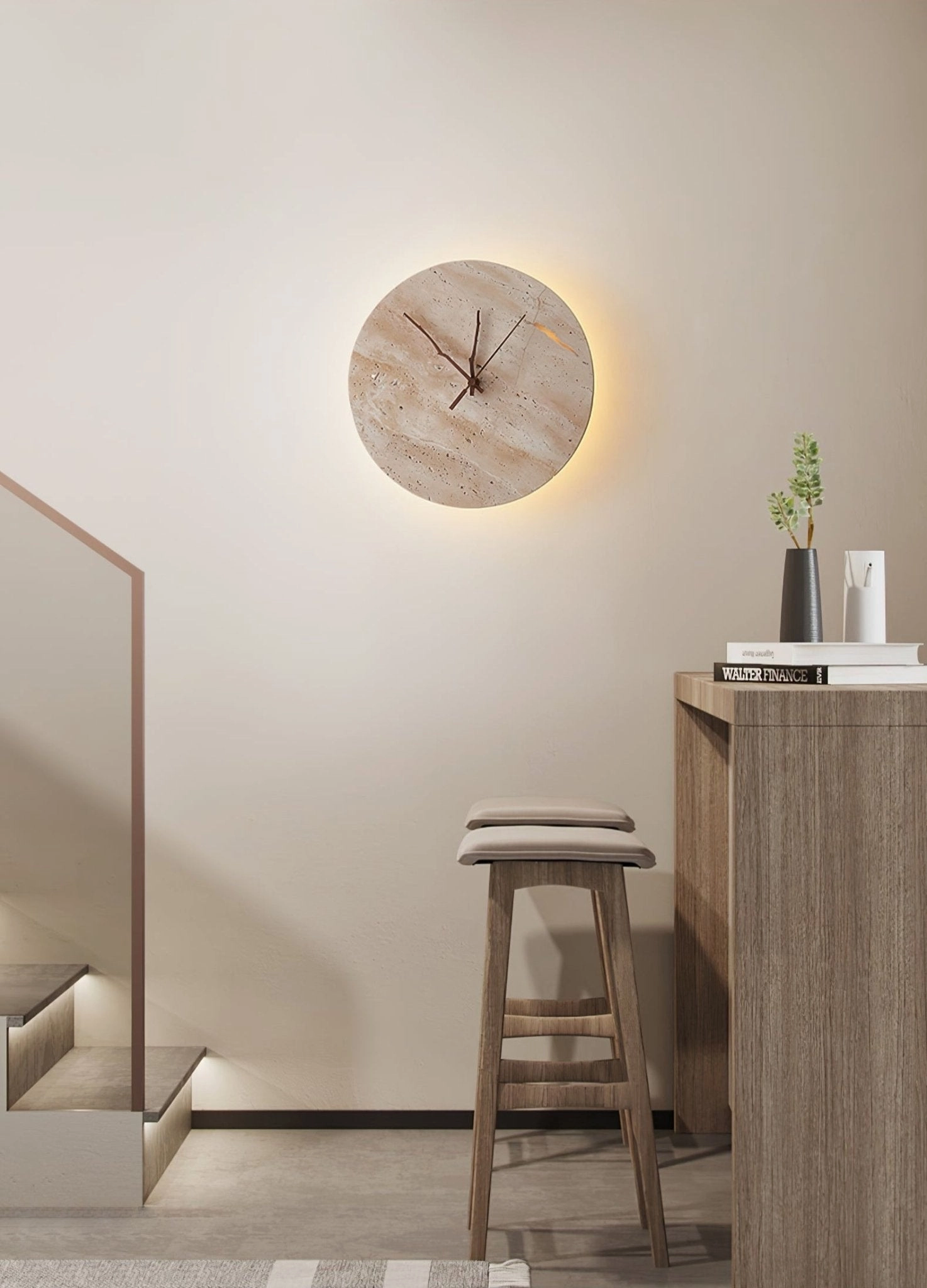 Clock Travertine Wall Lamp