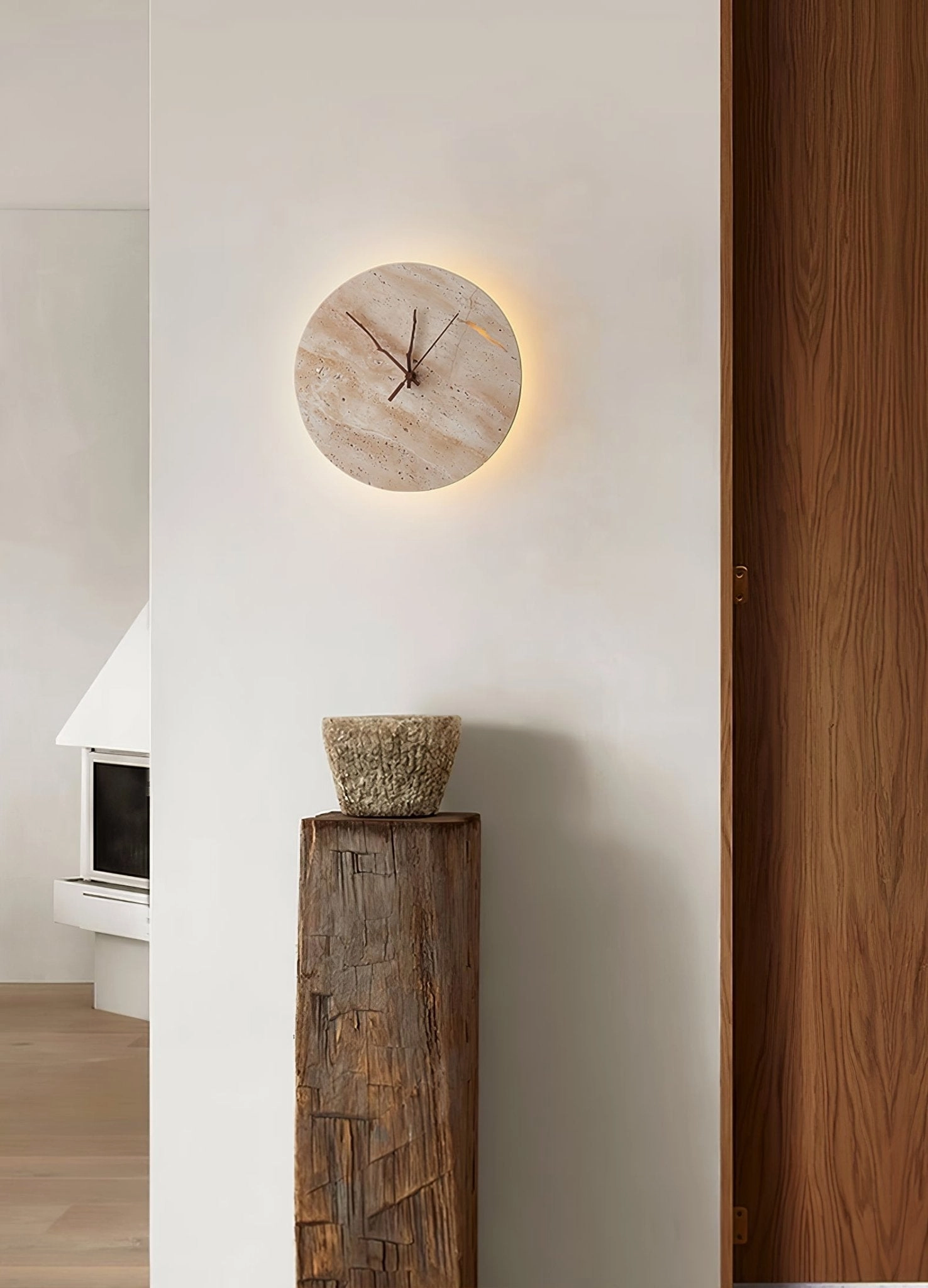 Clock Travertine Wall Lamp