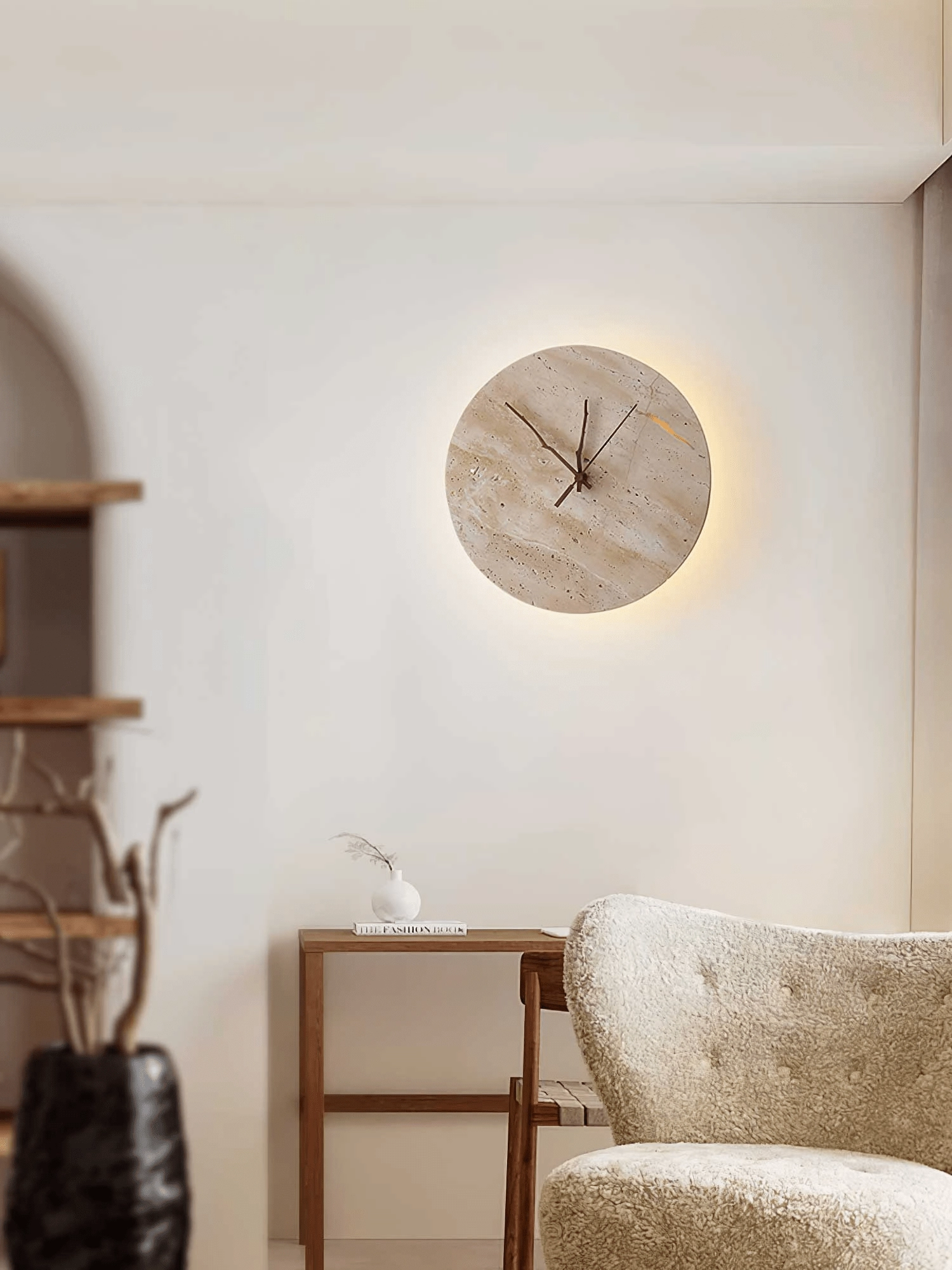 Clock Travertine Wall Lamp