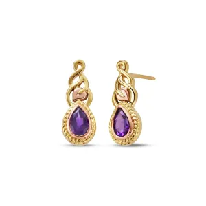 Clogau Jewellery Clogau 9ct Yellow Gold Delphinium Amethyst Stud Earrings