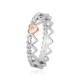 Clogau Jewellery Clogau Affinity Sterling Silver Diamond Hearts Stacking Ring D