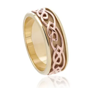 Clogau Jewellery Clogau Annwyl 9ct Yellow Gold Rose Gold Celtic Weave Wide Ring