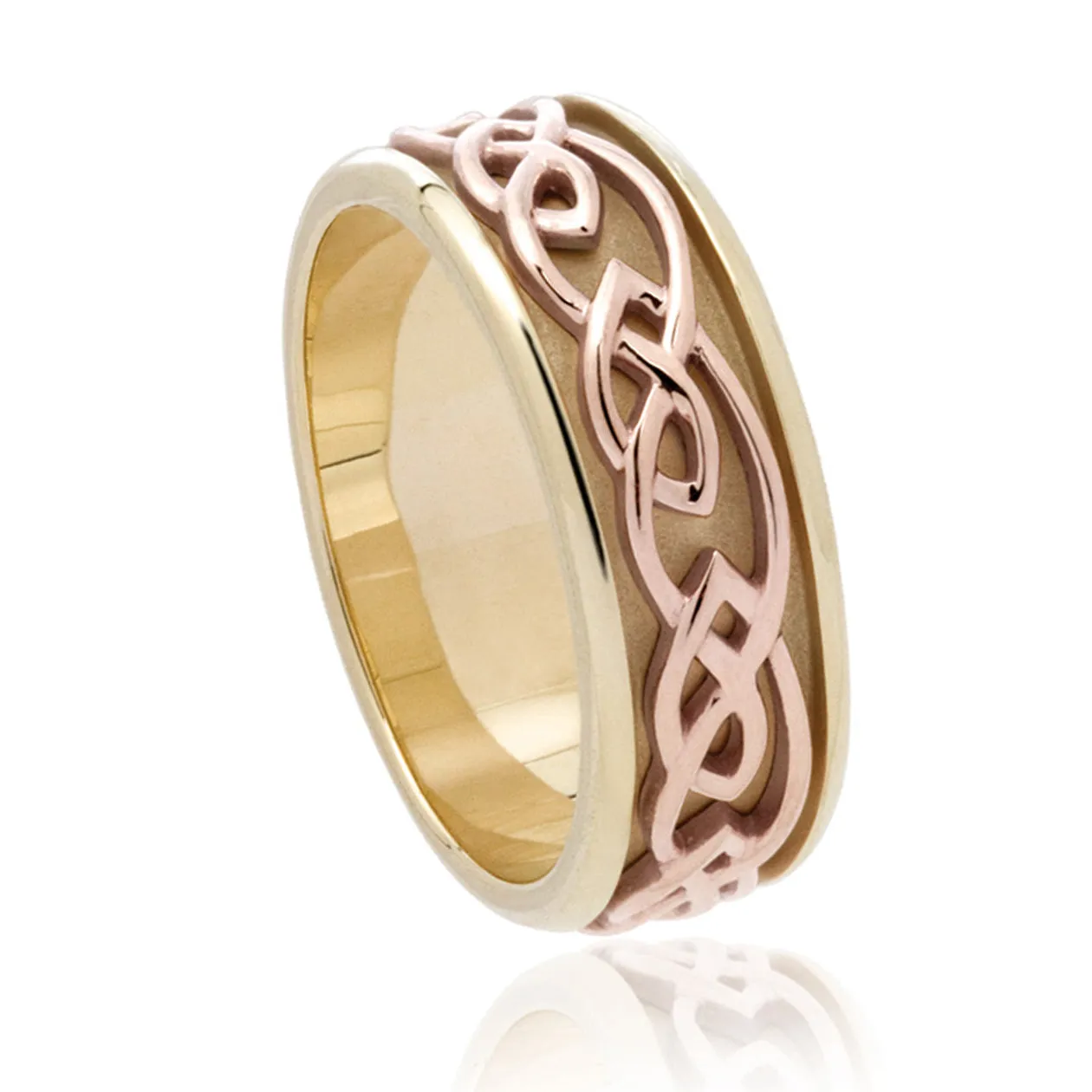 Clogau Jewellery Clogau Annwyl 9ct Yellow Gold Rose Gold Celtic Weave Wide Ring