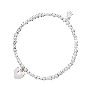 Clogau Jewellery Clogau Cariad Sterling Silver 9ct Rose Gold Beaded Heart Bracelet