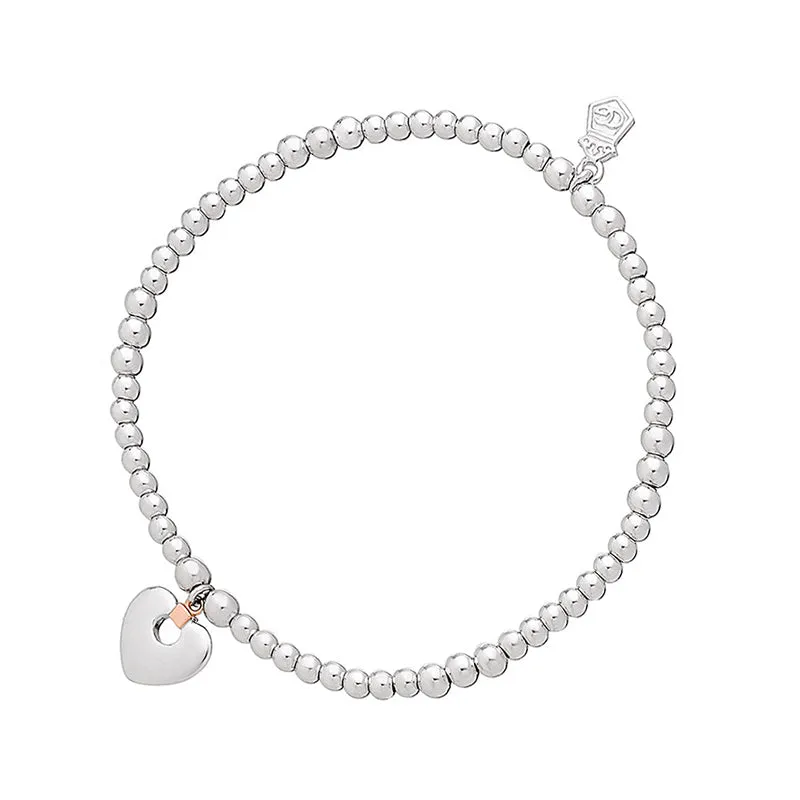 Clogau Jewellery Clogau Cariad Sterling Silver 9ct Rose Gold Beaded Heart Bracelet