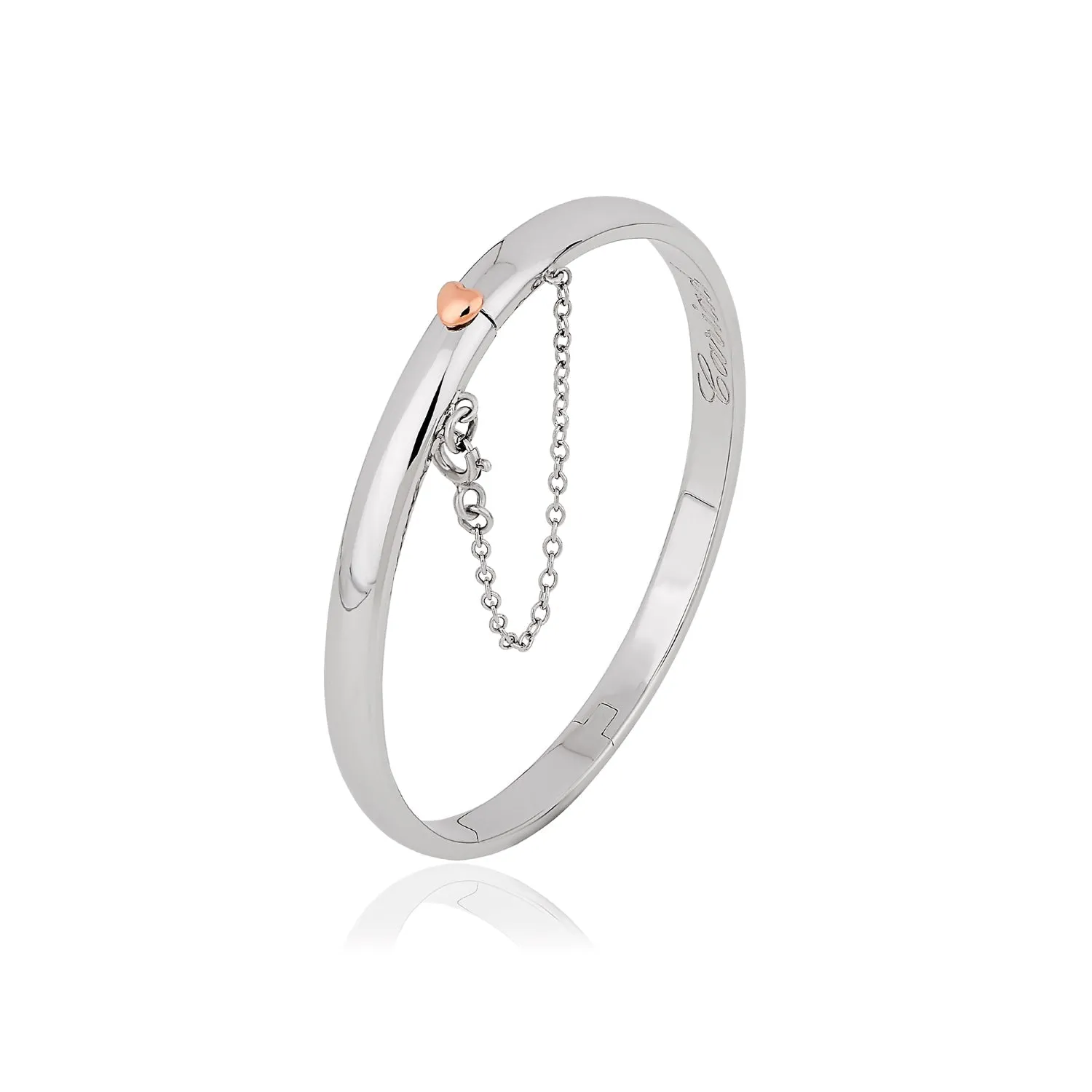 Clogau Jewellery Clogau Cariad Sterling Silver Rose Gold Heart Bangle