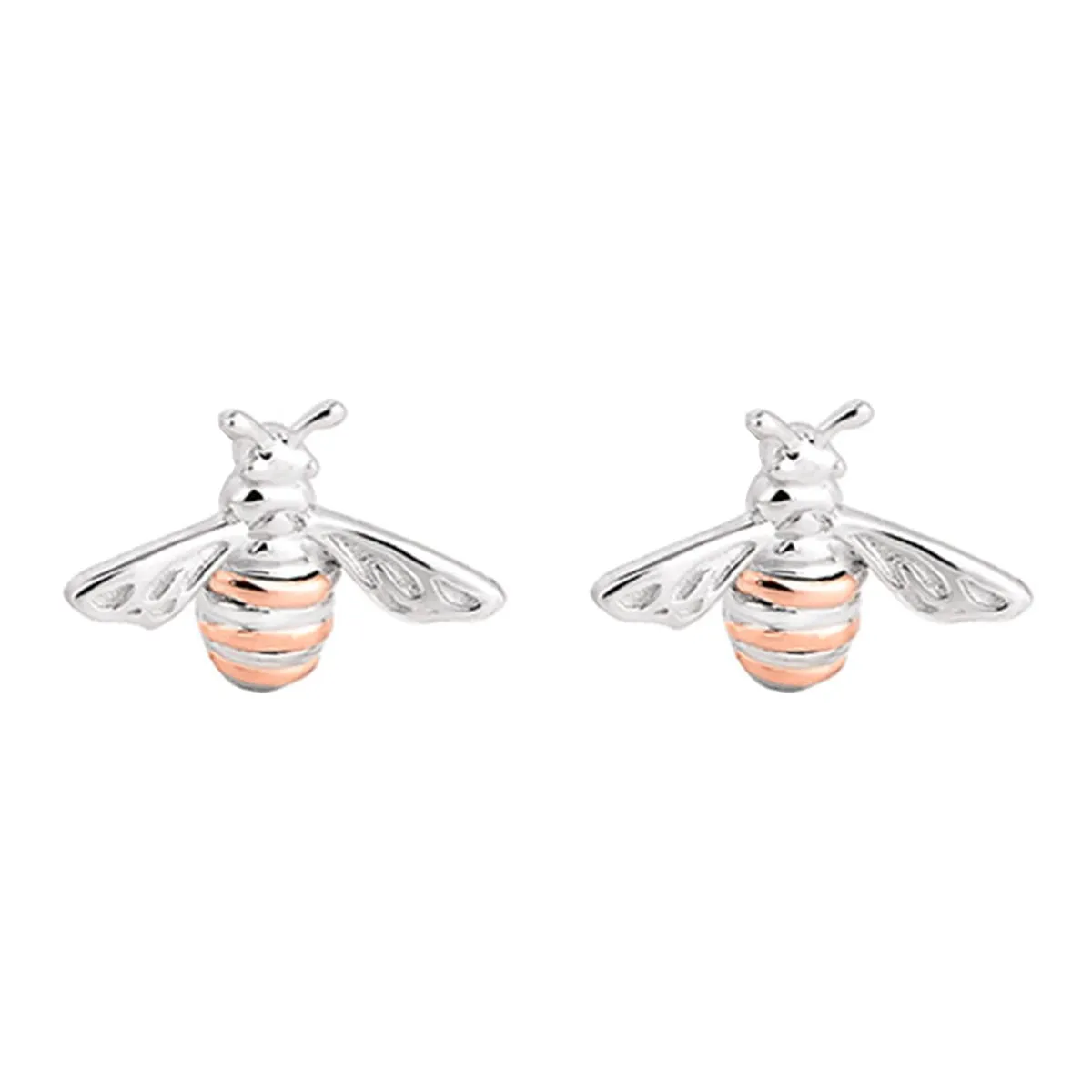 Clogau Jewellery Clogau Honey Bee Sterling Silver 9ct Rose Gold Stud Earrings