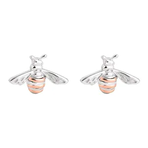 Clogau Jewellery Clogau Honey Bee Sterling Silver 9ct Rose Gold Stud Earrings
