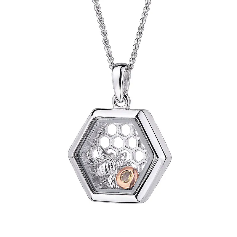 Clogau Jewellery Clogau Honey Bee Sterling Silver Citrine Inner Charm Necklace