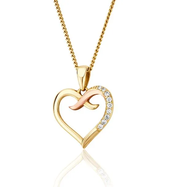 Clogau Jewellery Clogau Kiss 9ct Gold Diamond Heart Pendant