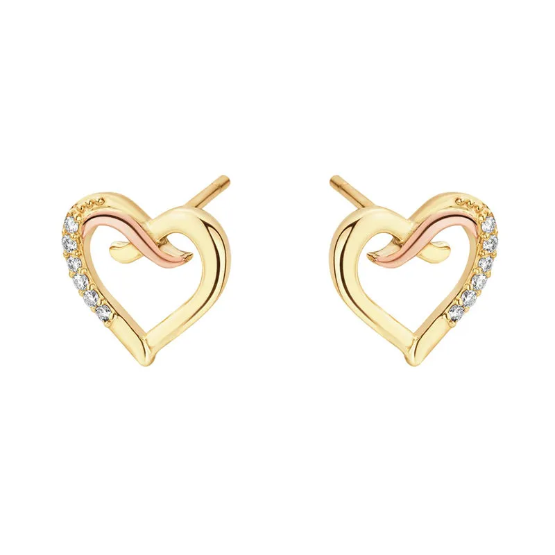 Clogau Jewellery Clogau Kiss 9ct Gold Diamond Heart Stud Earrings