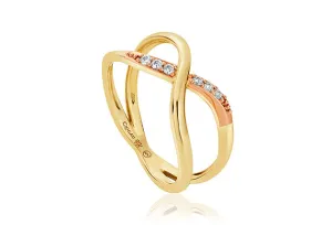 Clogau Jewellery Clogau Kiss Diamond 9ct Yellow Gold Crossover Ring