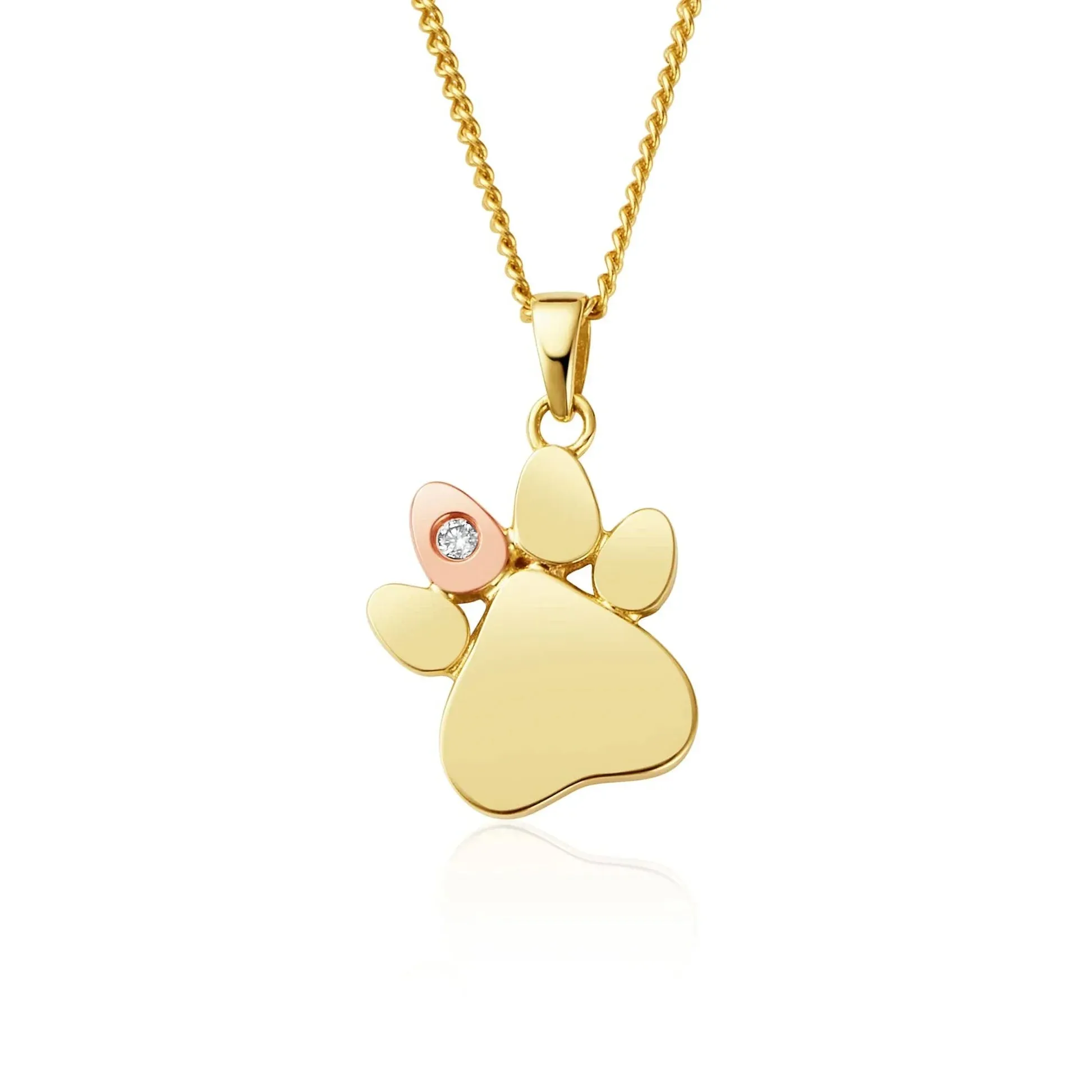 Clogau Jewellery Clogau Paw Prints On My Heart 9ct Gold Diamond Necklace