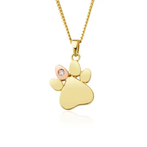 Clogau Jewellery Clogau Paw Prints On My Heart 9ct Gold Diamond Necklace
