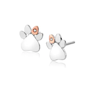 Clogau Jewellery Clogau Paw Prints on My Heart Sterling Silver Diamond Stud Earrings