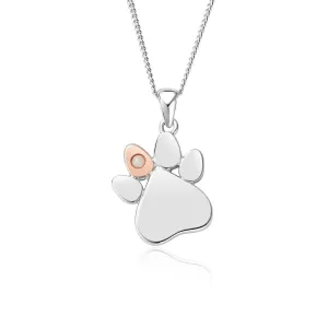 Clogau Jewellery Clogau Paw Prints On My Heart Sterling Silver October Birthstone Opal Necklace