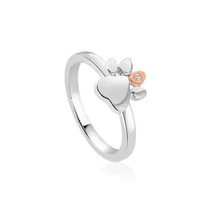 Clogau Jewellery Clogau Paw Prints On My Heart Sterling Silver White Topaz Ring