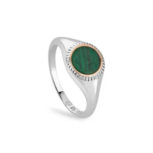 Clogau Jewellery Clogau Reflections of Padarn Sterling Silver Malachite Circular Ring