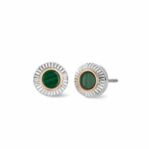 Clogau Jewellery Clogau Reflections of Padarn Sterling Silver Malachite Circular Stud Earrings