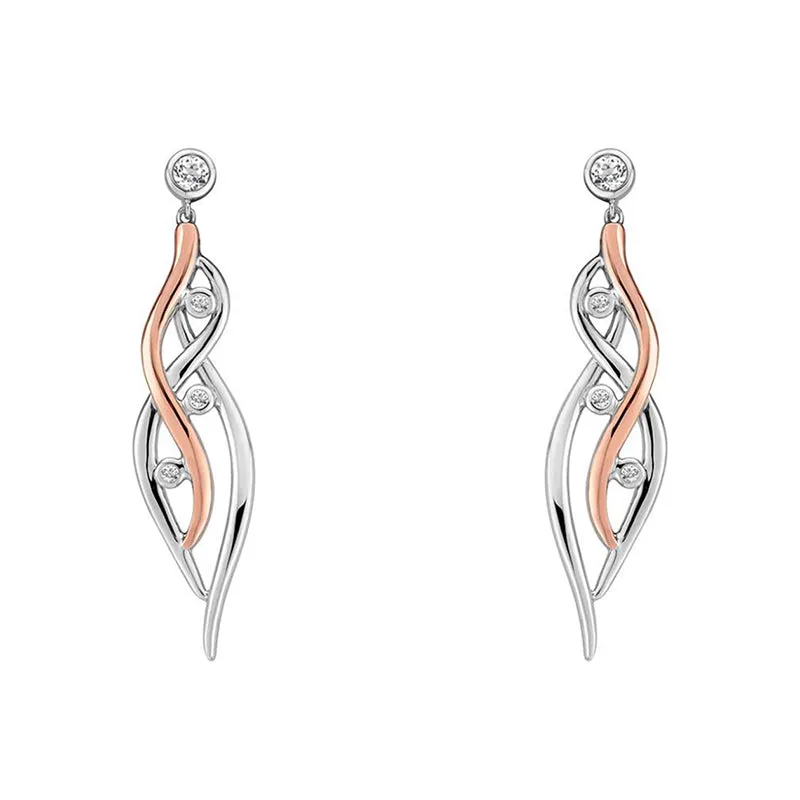 Clogau Jewellery Clogau Swallow Falls Sterling Silver 9ct Rose Gold Drop Earrings