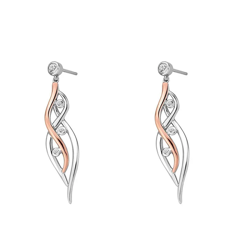 Clogau Jewellery Clogau Swallow Falls Sterling Silver 9ct Rose Gold Drop Earrings