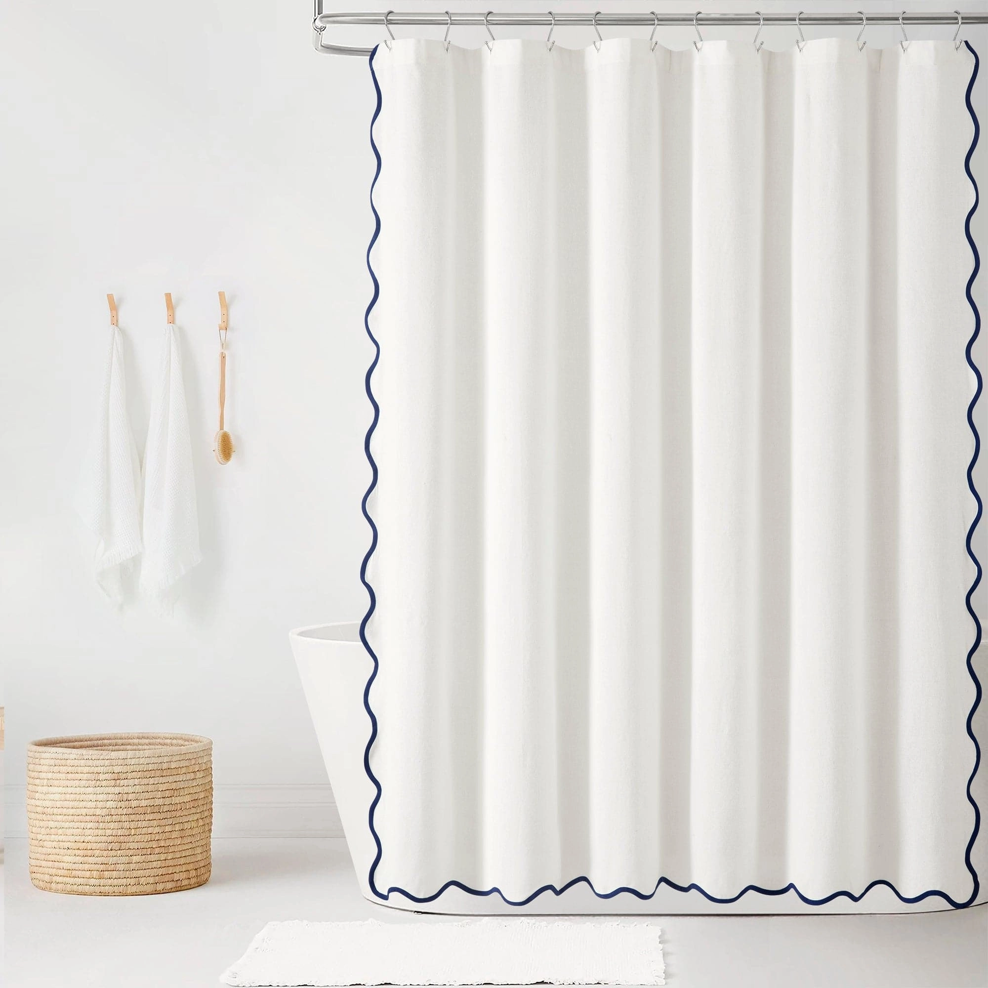 Coastal Chic Scalloped Edge Shower Curtain shower curtain,bath curtain,bathroom decor