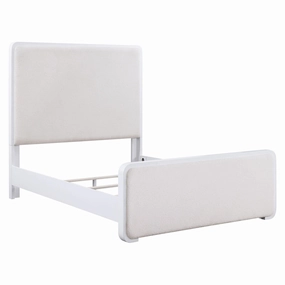 Coaster Anastasia Boucle Upholstered Eastern King Panel Bed Pearl White and Beige bed frame,bed base,bedroom furniture