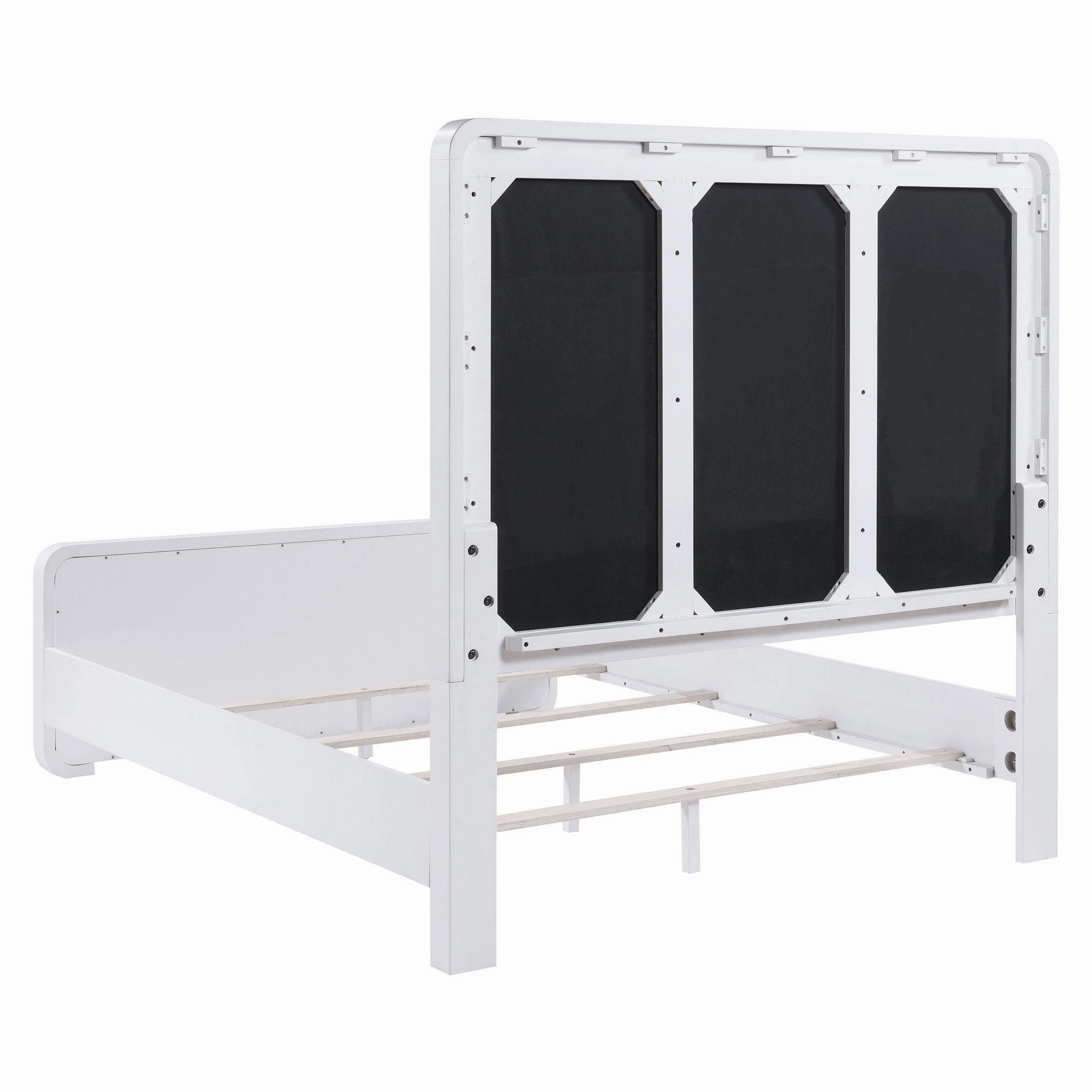 Coaster Anastasia Boucle Upholstered Queen Panel Bed Pearl White and Beige