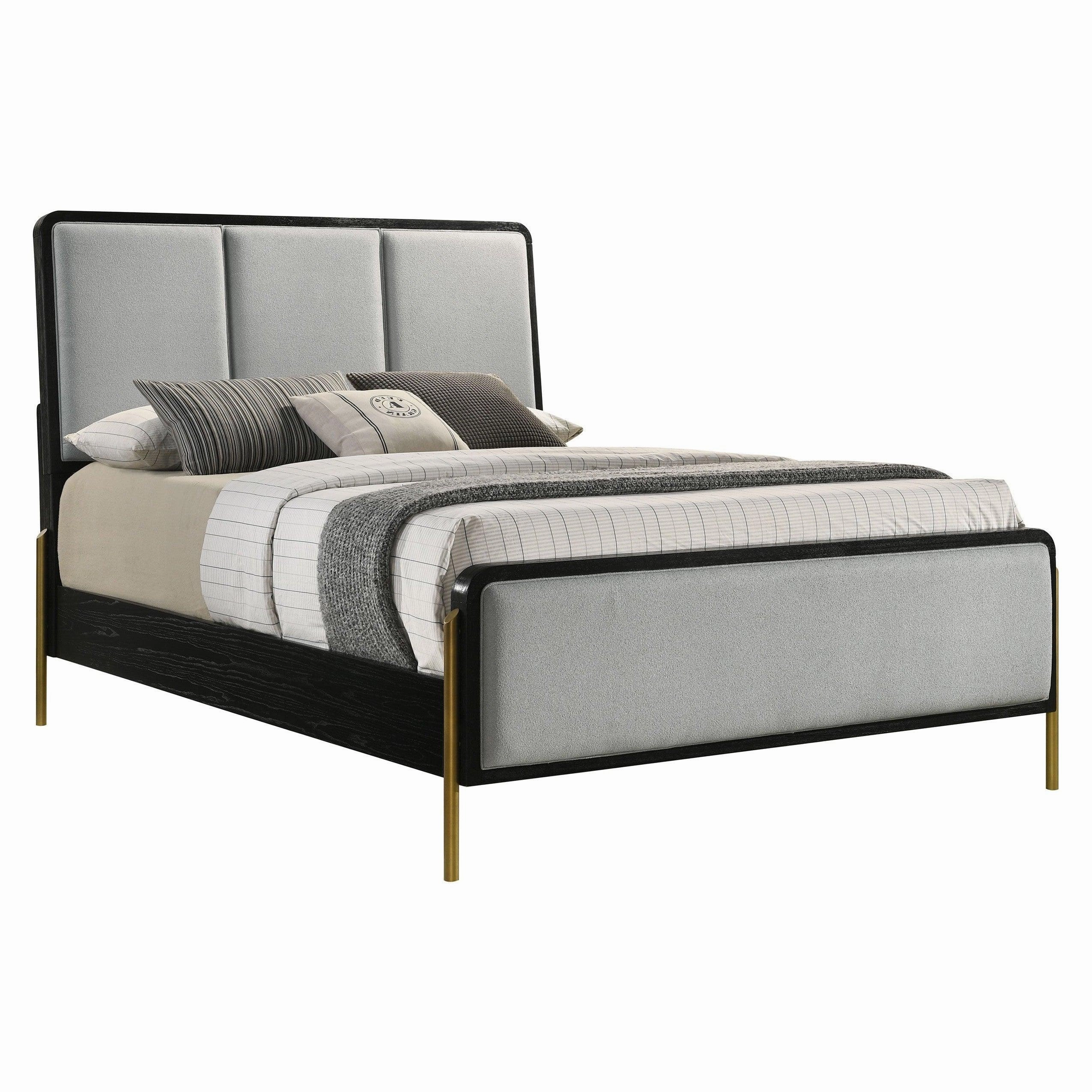Coaster Arini Eastern King Bed with Upholstered Headboard Black and Grey