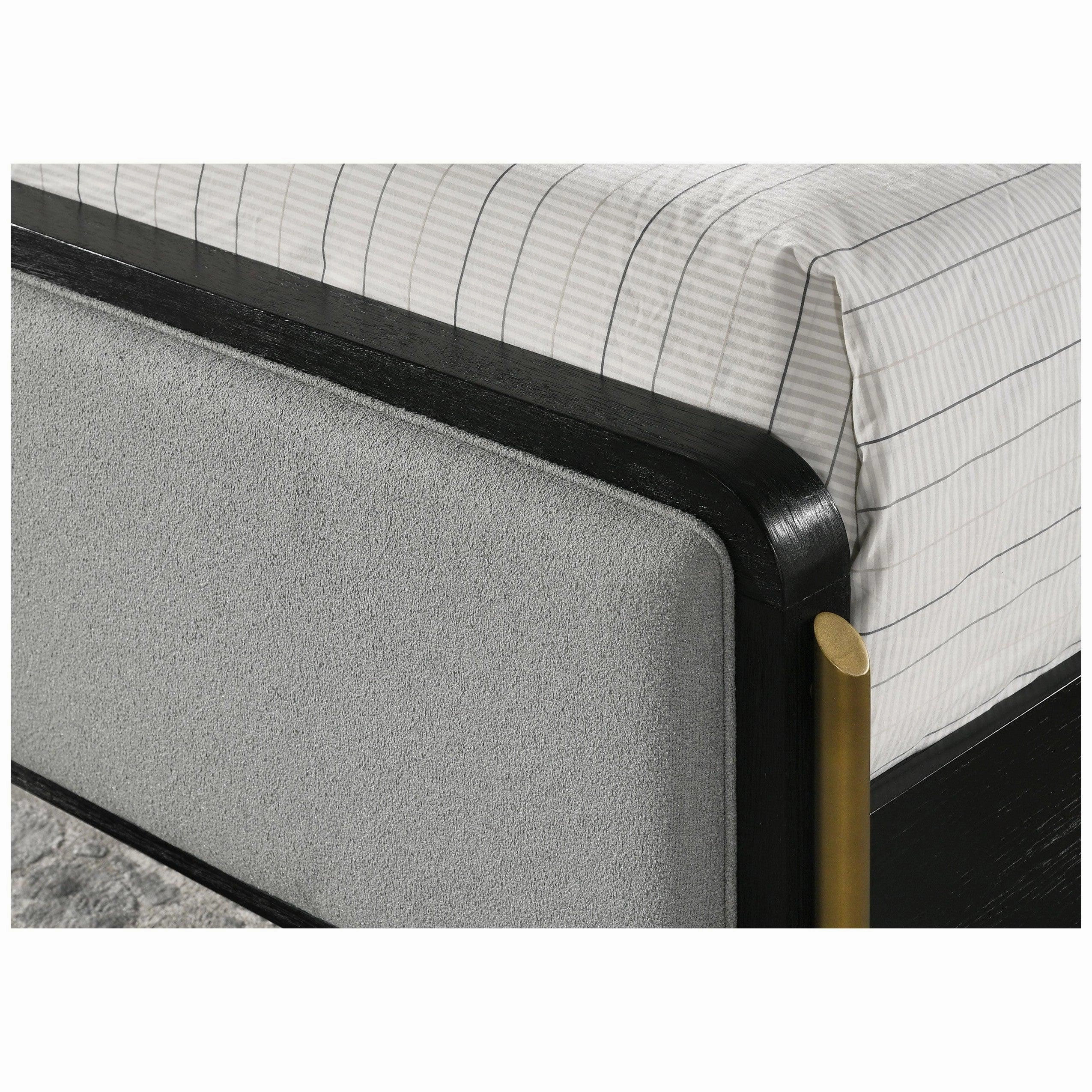 Coaster Arini Eastern King Bed with Upholstered Headboard Black and Grey