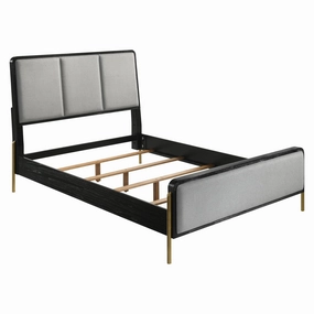 Coaster Arini Eastern King Bed with Upholstered Headboard Black and Grey bed frame,bed base,bedroom furniture