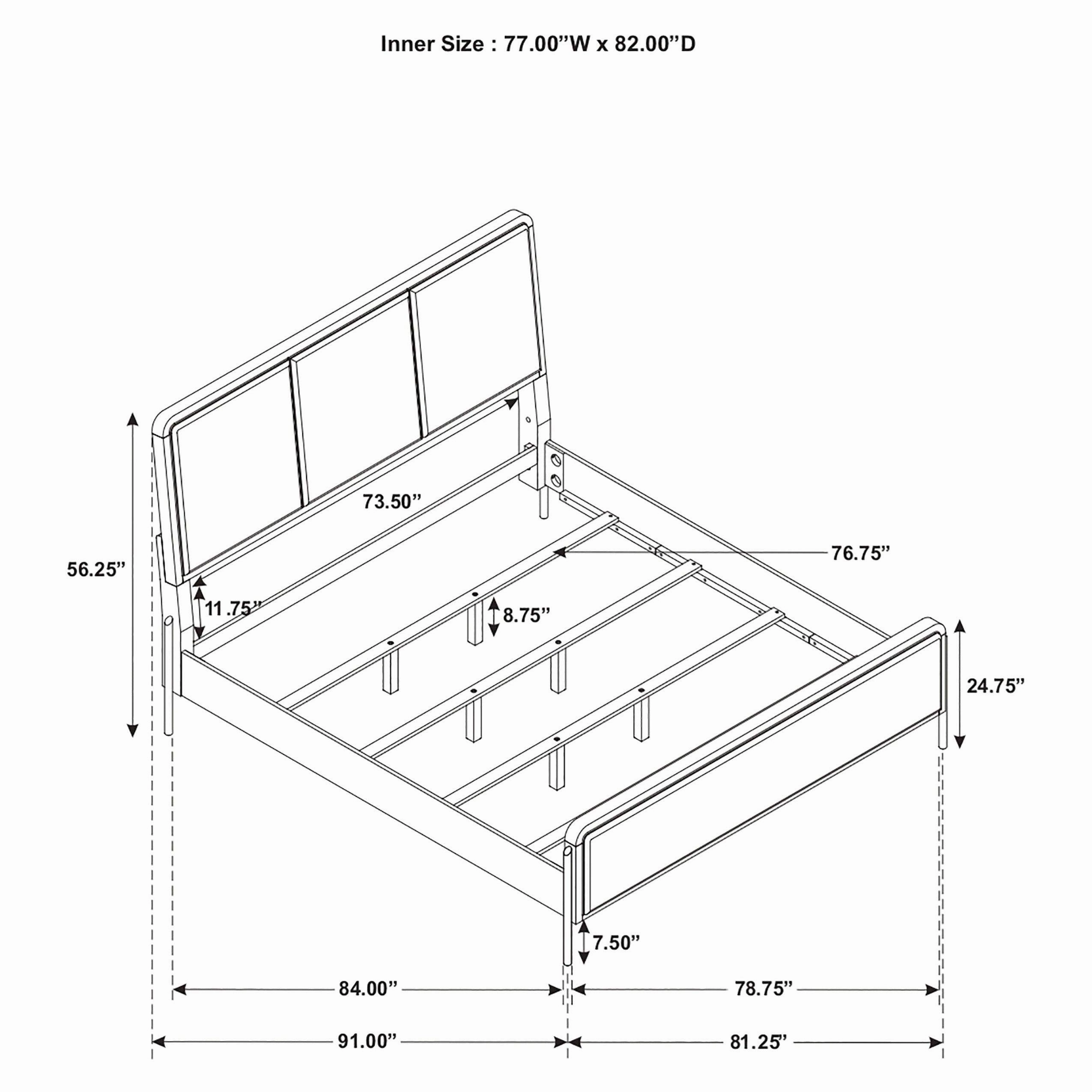 Coaster Arini Eastern King Bed with Upholstered Headboard Black and Grey