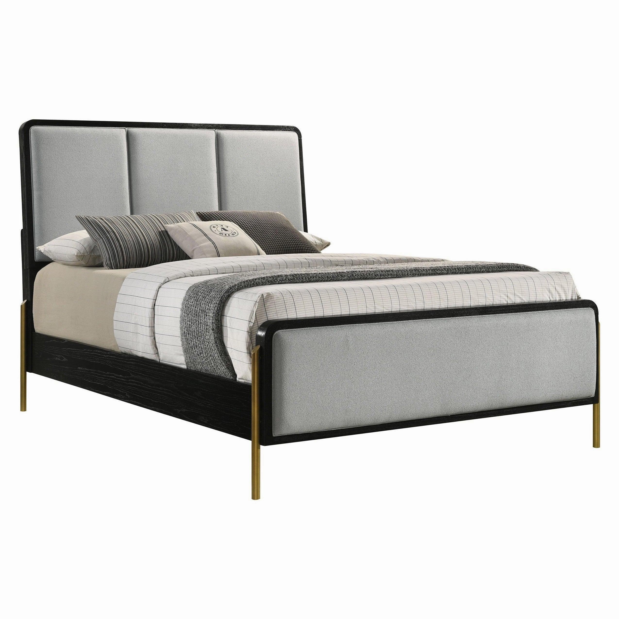 Coaster Arini Queen Bed with Upholstered Headboard Black and Grey