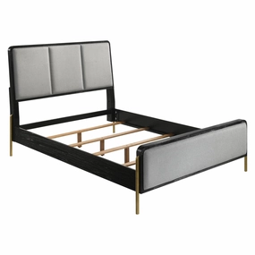 Coaster Arini Queen Bed with Upholstered Headboard Black and Grey bed frame,bed base,bedroom furniture
