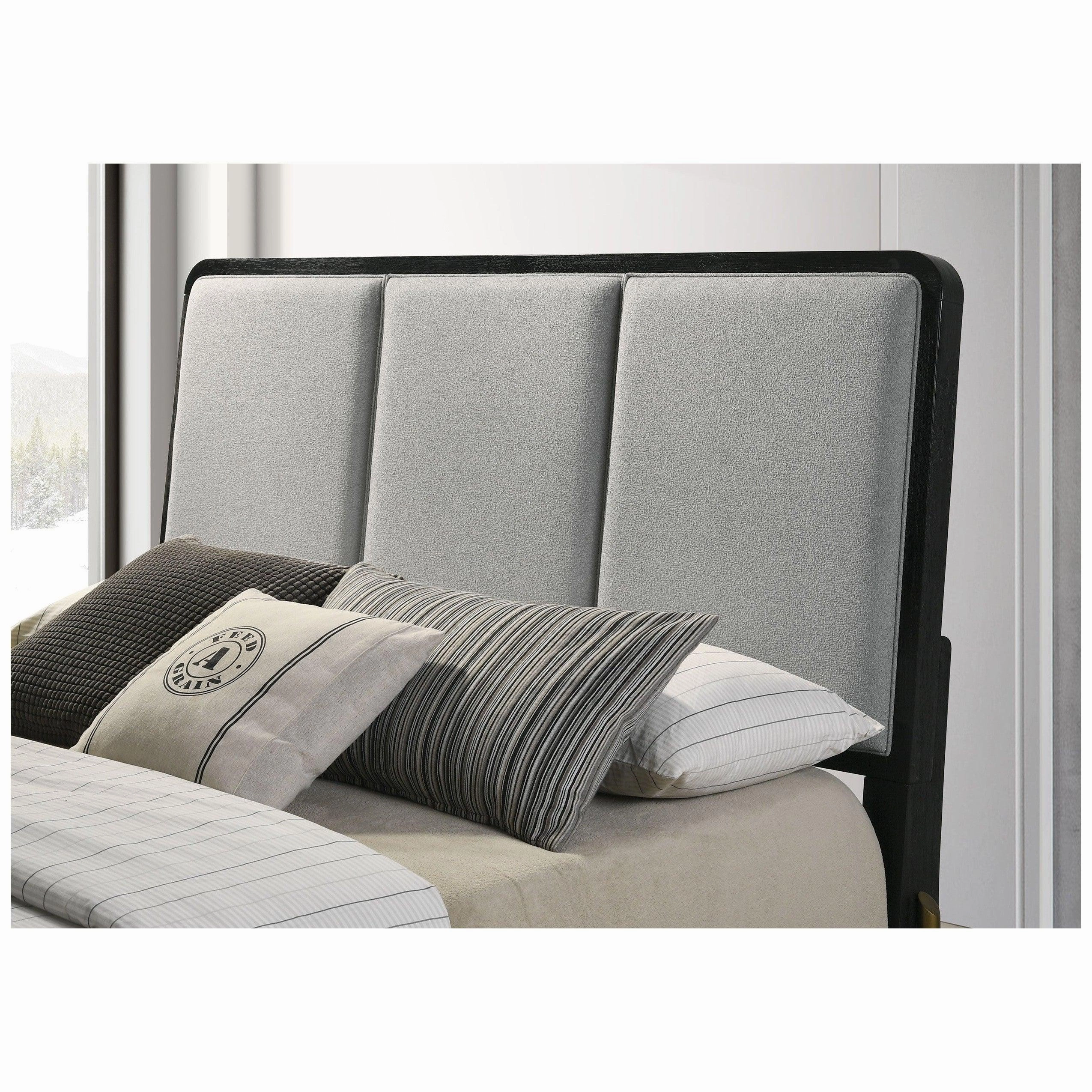 Coaster Arini Queen Bed with Upholstered Headboard Black and Grey