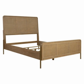 Coaster Arini Upholstered Eastern King Panel Bed Sand Wash And Natural Cane bed frame,bed base,bedroom furniture