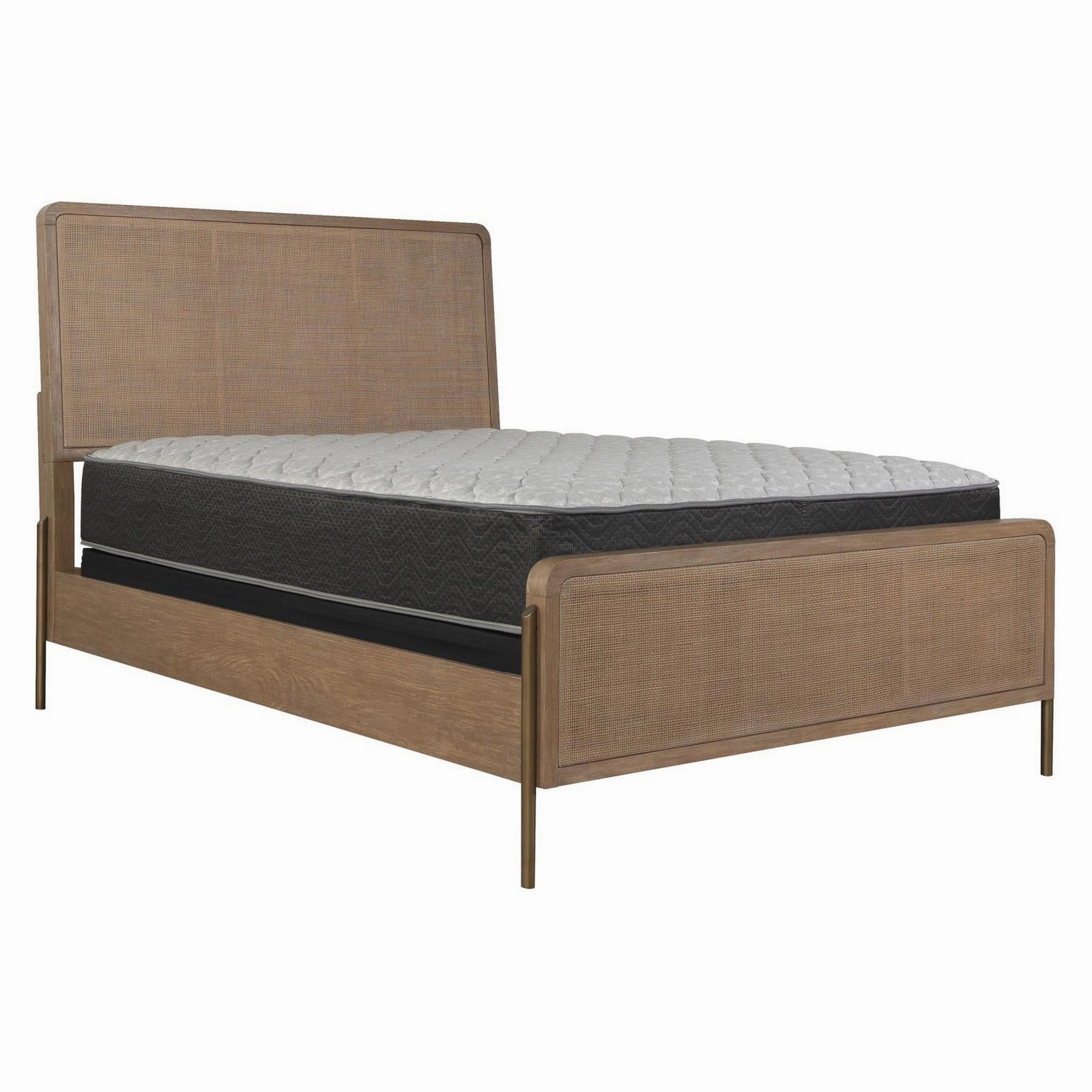 Coaster Arini Upholstered Eastern King Panel Bed Sand Wash And Natural Cane